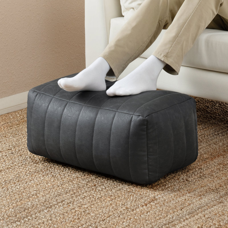 Repose-pieds Adelene Jae Florence - 20 x 12 x 10, Gris anthracite, Faux Leather