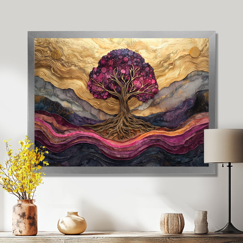 Bourgogne, arbre de vie sur pierre, rivière II, H 24 po x l 32 po, Reproduction encadrée d'une seule photo sans pass