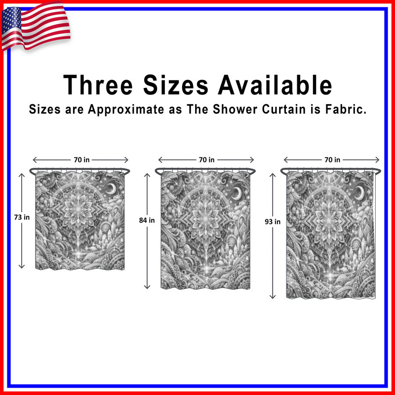 Rideaux de douche complexes extra-longs Mandala Illustration, 70in W x 93in H