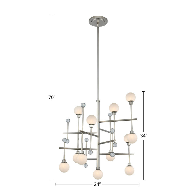 Mercer 12 LT Polished Nickel Chandelier Kalco