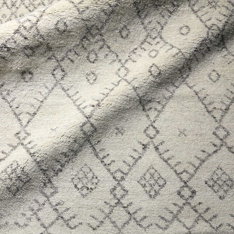 Esben Hand Knotted Wool Ivory/Brown Area Rug, Rectangle 9'6" x 13'6"