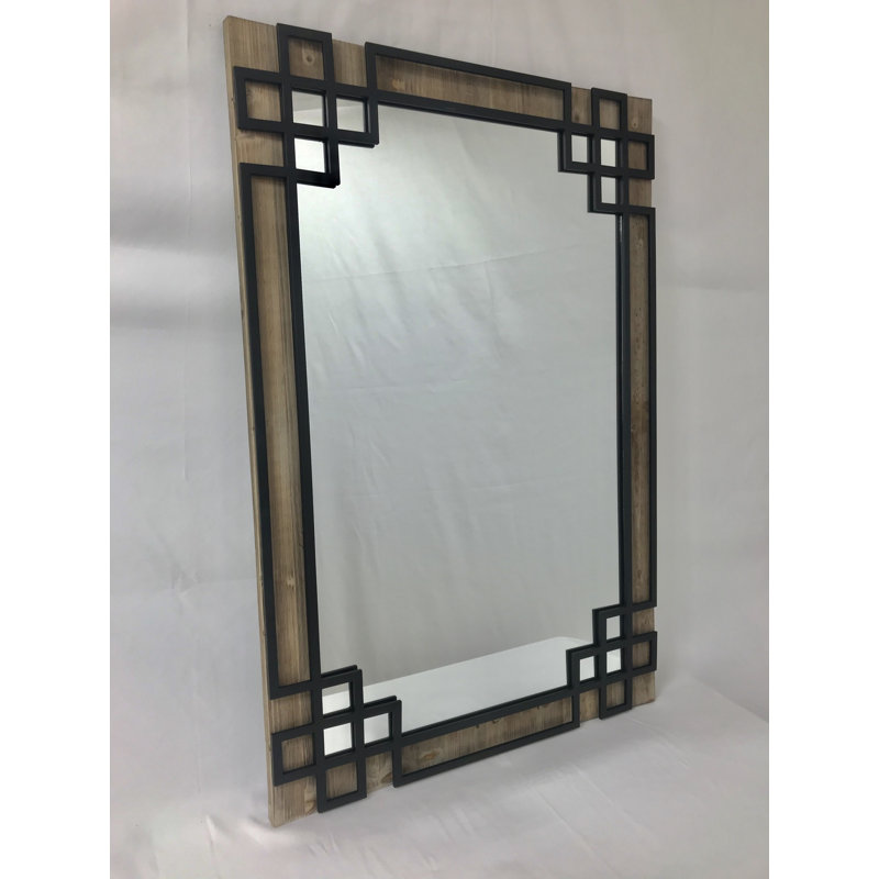 Miroir décoratif élégant, moderne et contemporain, Bois espresso, fer noir