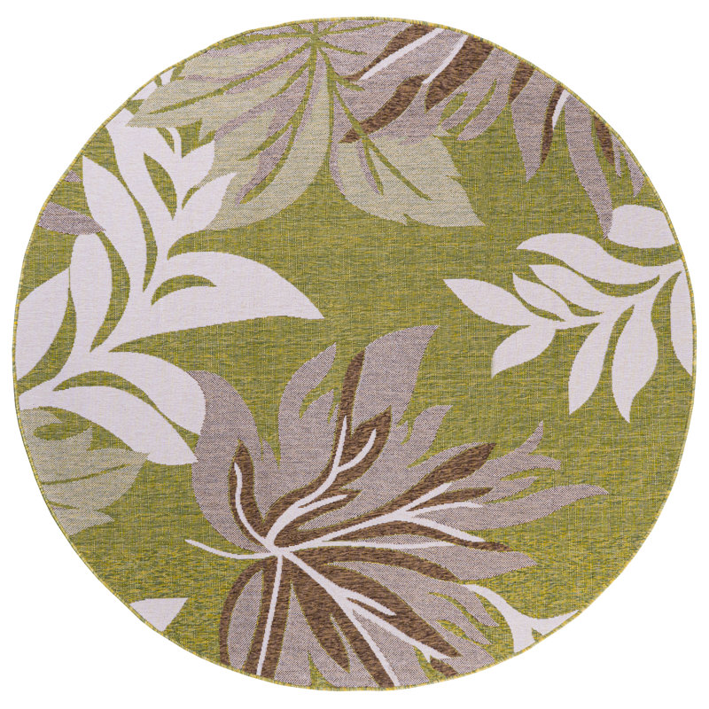 Tapis d'intérieur / extérieur vert Leavitt Garden Design, Rond 5 pi 2 po