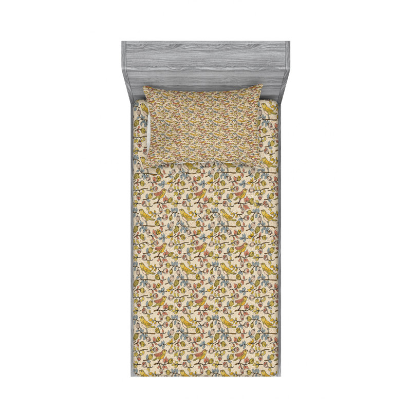 Microfiber Floral Sheet Set, Twin Sheet Set with Fitted Sheet