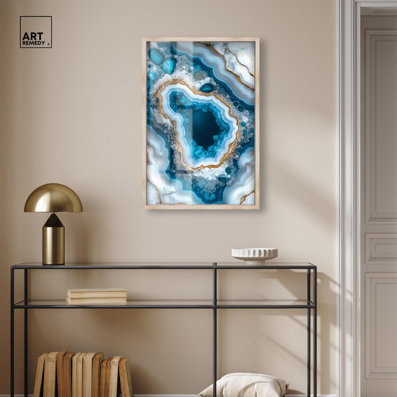 «Godeed Geode Eye I Shadowbox Print» par Art Remedy, H 31 po x l 21 po, Crème, crème
