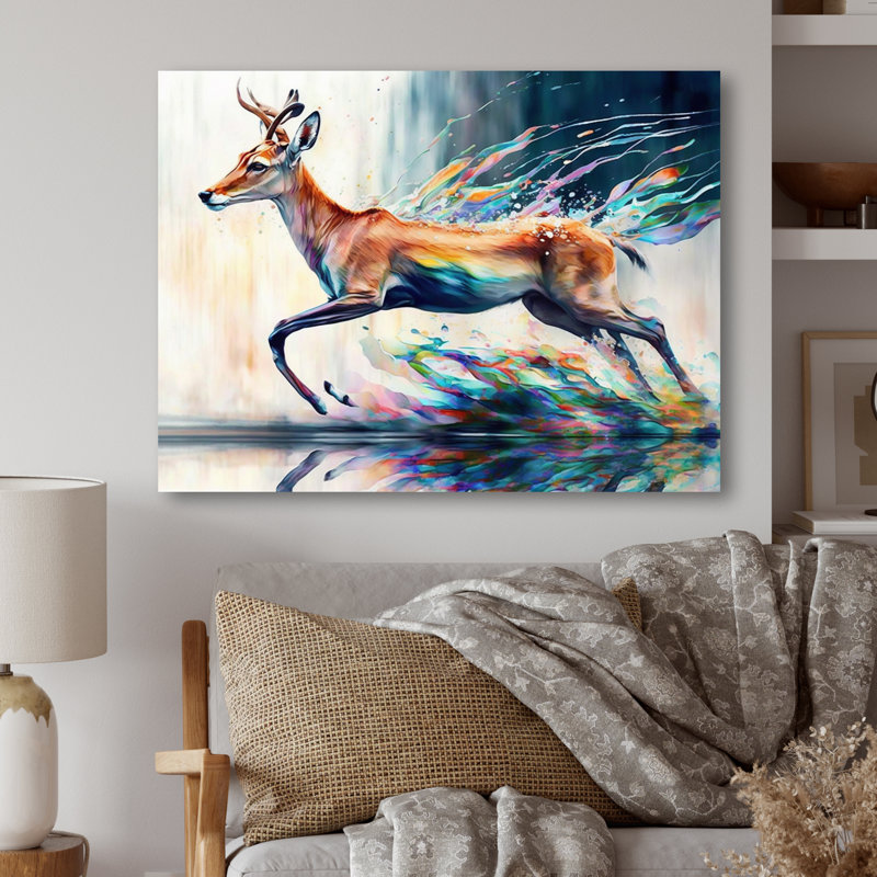 Cerf dans la nature - reproduction sur toile, L 20 po x H 12 po, Toile tendue