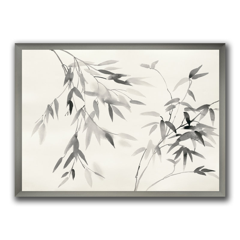 « bambou leaves ii »-reproduction d’image sur toile, H 20 po x l 20 po x P 1 po, Cadre argenté