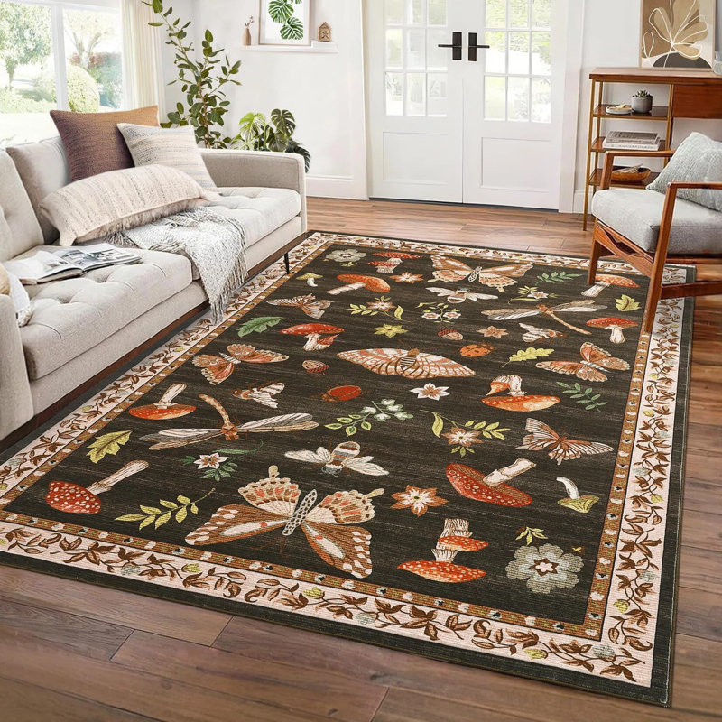 Machine Printed Area Rug, Brown, Rectangle 160 x 230 cm