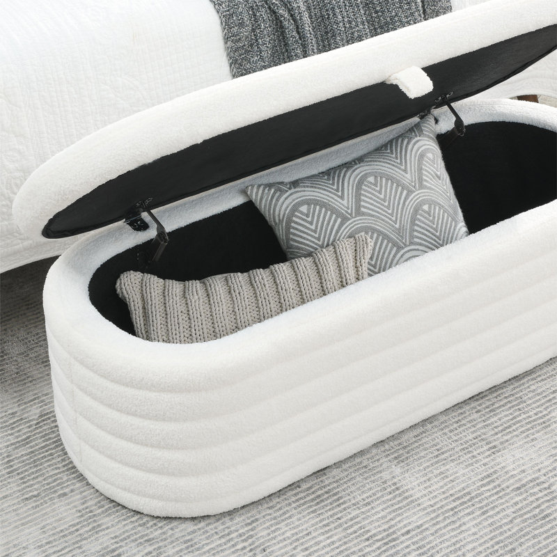 Banc de rangement rembourré Hazelzet, Ivory