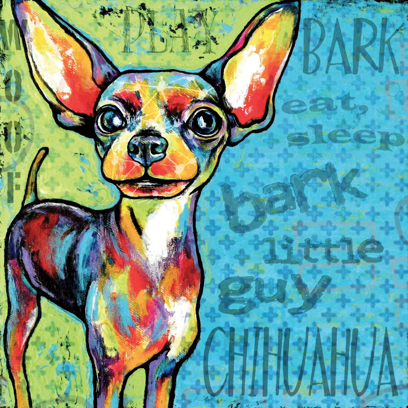 « chihuahua ii » par stéphanie gerace, reproduction d’art sur toile tendue, H 24 po x l 24 po x P 1,5 po
