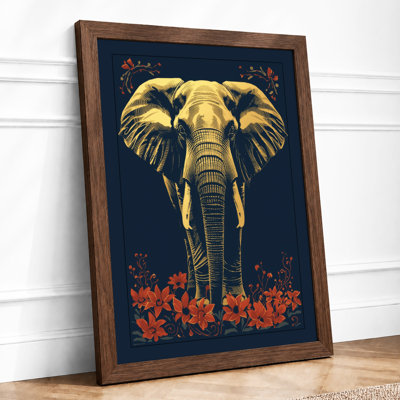 Golden Elephant Art Deco - Framed Print