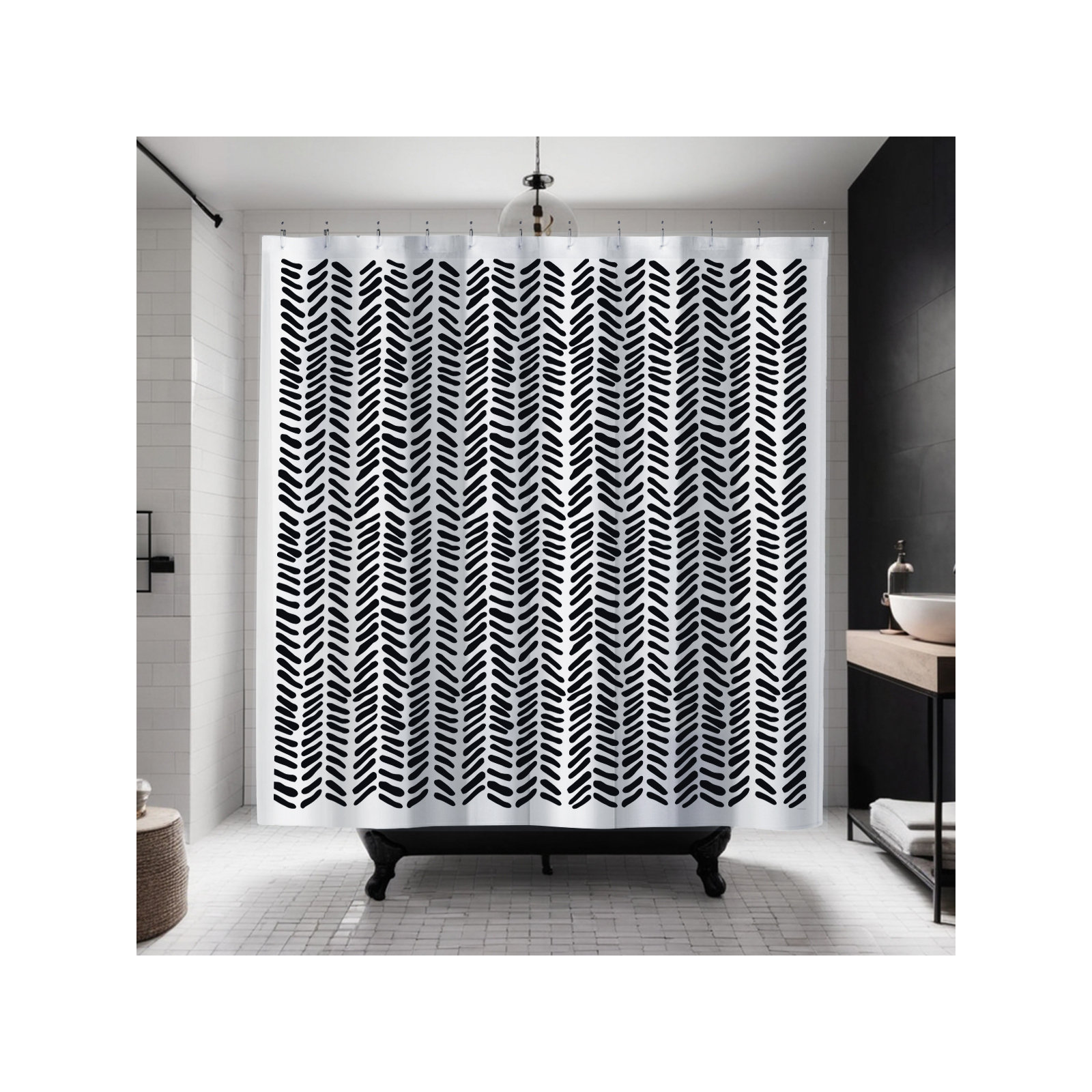 Thora Tribal Shower Curtain, ThoraVee Black