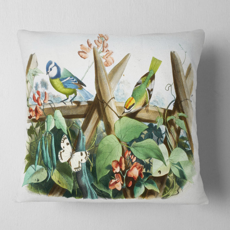 Oiseaux Assis Sur Les Branches Oreiller Animal