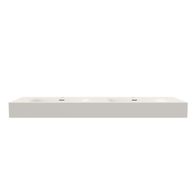 Solid Surface Stone Resin Sink Basin For Bathroom Vanity, Matte White Hue Shade, 60.3 In Deep, 18.42 Wide, 5.24 High, 59.5 Lb, Fits Any Configuration, And Long - Lasting Quality, Wall Mounted Or