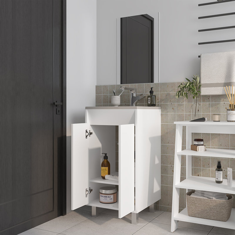ARMOIRE DE BAIN BRADY 45 CM + BOLONIA M, Blanc