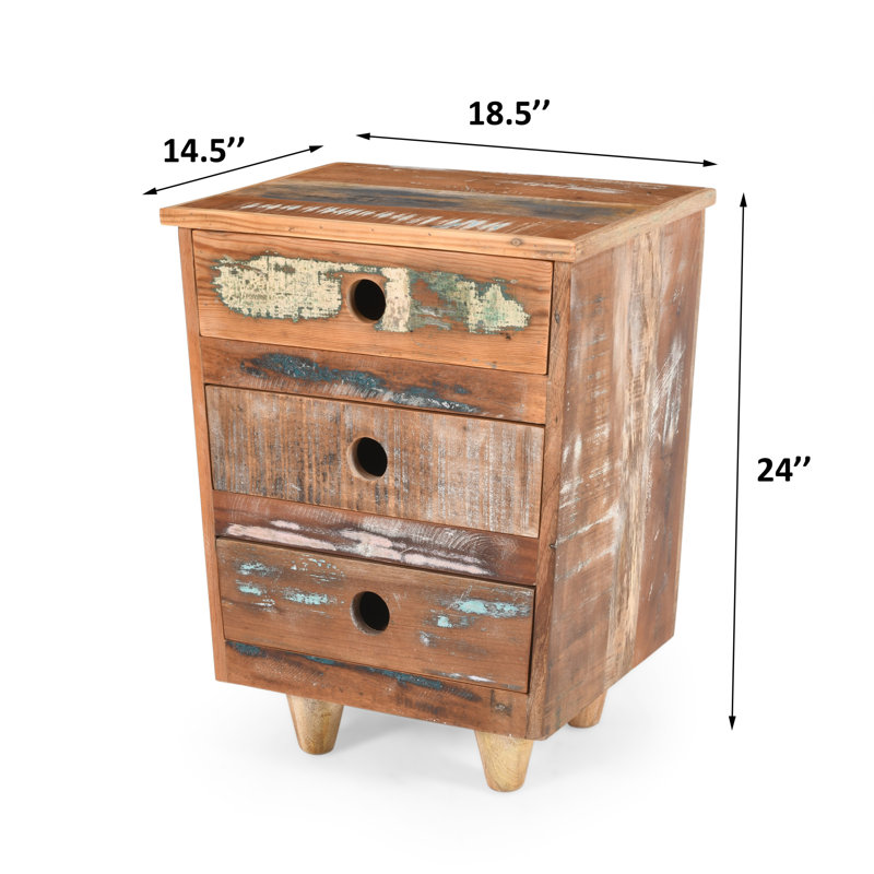 Eco-friendly Rustic Reclaimed Wood End Table With Storage