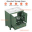 Meuble-lavabo vert 30 po avec lavabo, 2 portes, tiroir, fermeture en douceur, structure en bois massif