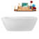 68.5" Streamline Soaking Glossy White Freestanding Tub and Tray With Internal Drain