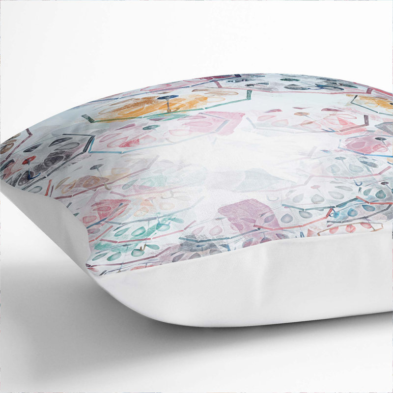 Floral Square Throw Cushion, White, 40cm H x 40cm W x 15cm D