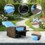 Fauteuil inclinable et pivotant confortable, style rotin bleu ciel, patio et détente au bord de la piscine