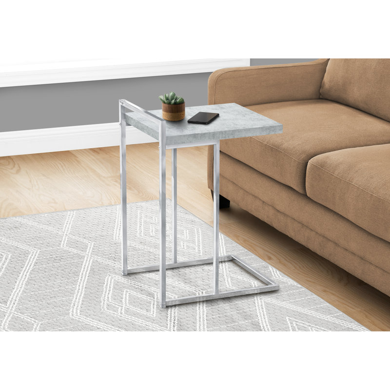 Table d'appoint en stratifié gris avec poignée et base en métal portatives pour les espaces de vie Chambre à coucher