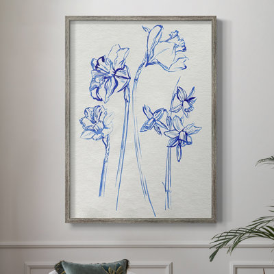 Inky Daffodils I  Framed Print - Solid Wood