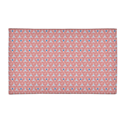 Tapis de pêche bleu/pêche fait main géométrique