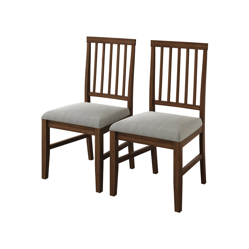 Wooden Dining Chair With Warm Grey Cover, Brown