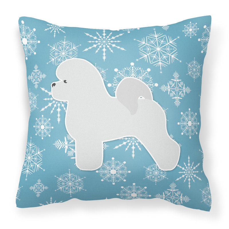 Coussin intérieur/extérieur en flocons d’hiver, H 14 po x l 14 po x P 3 po