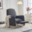 Chaise berçante en tissu avec repose-pieds Teddy-704234844