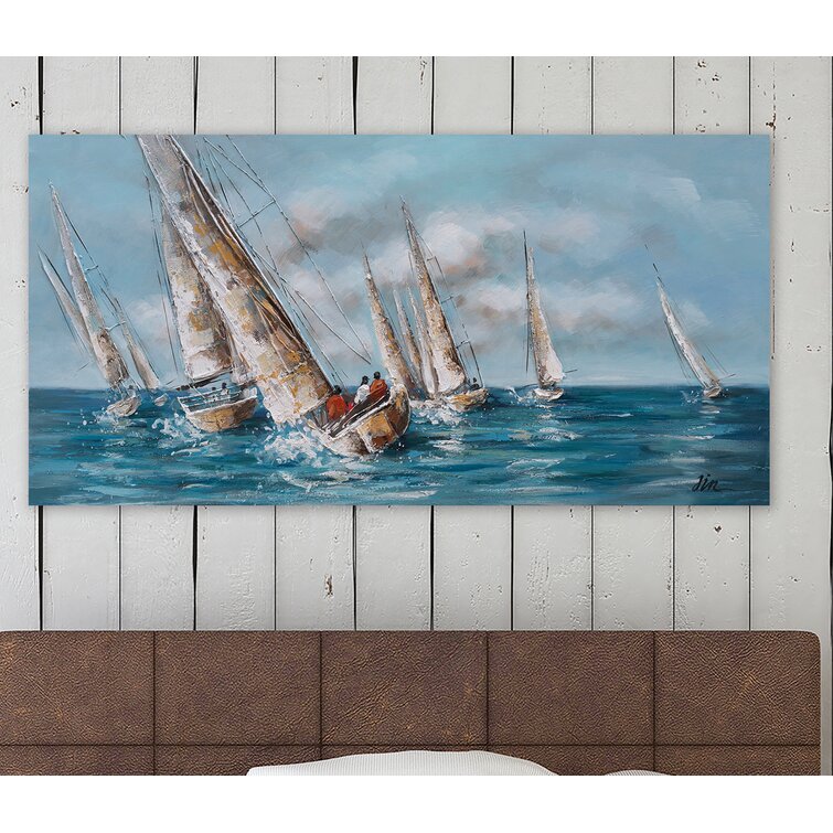 On the Beach - Wrapped Canvas Painting