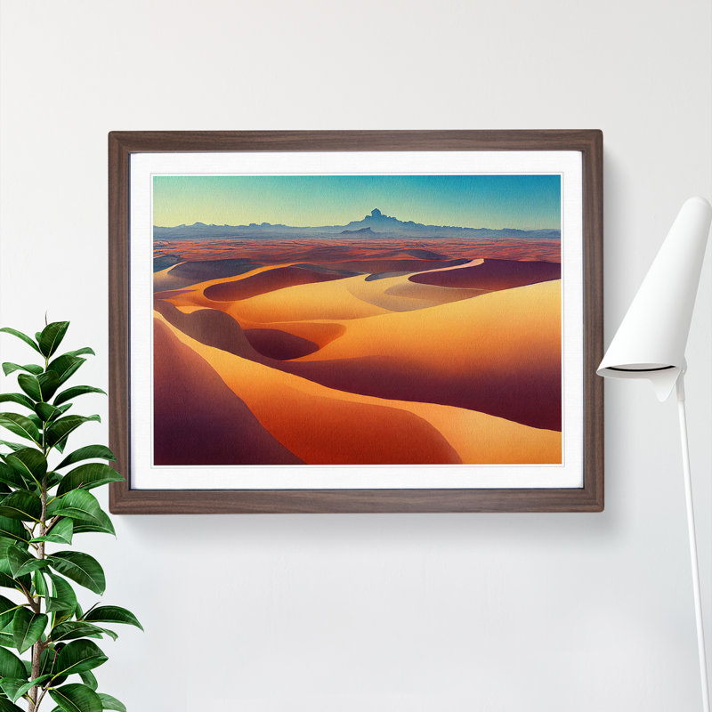 Desert View Vol.1 1 Piece Single Picture Frame Wall Art, 25cm H x 34cm W x 2cm D, Walnut