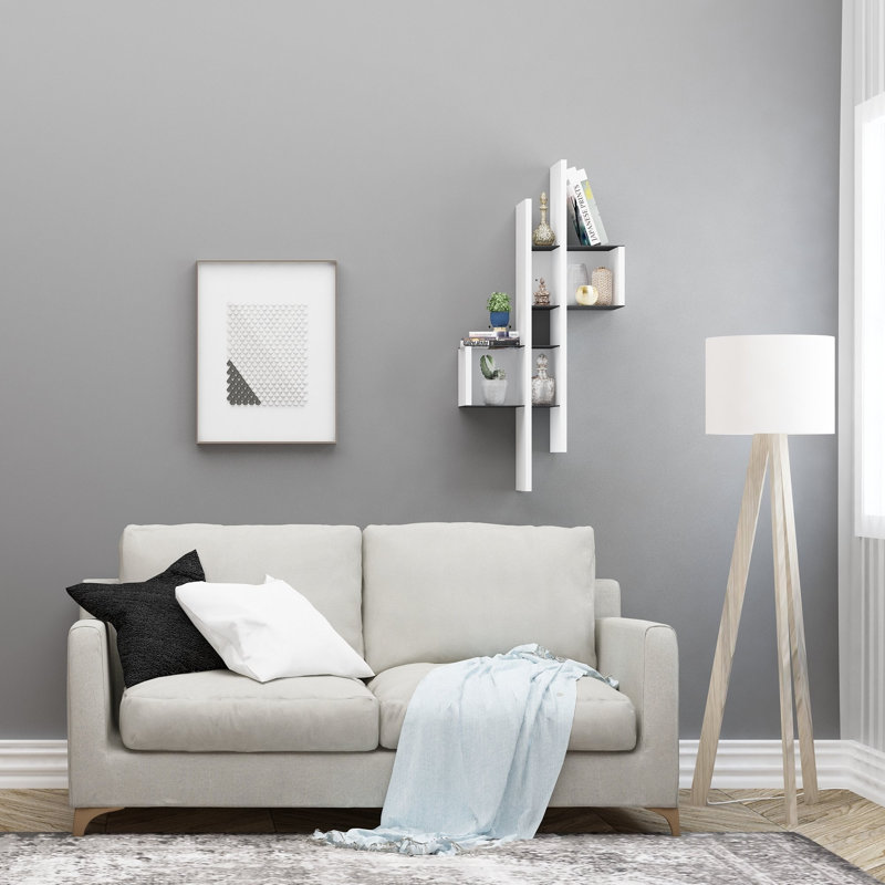 Tablette décorative 7 pièces Abdihamid, Blanc / noir
