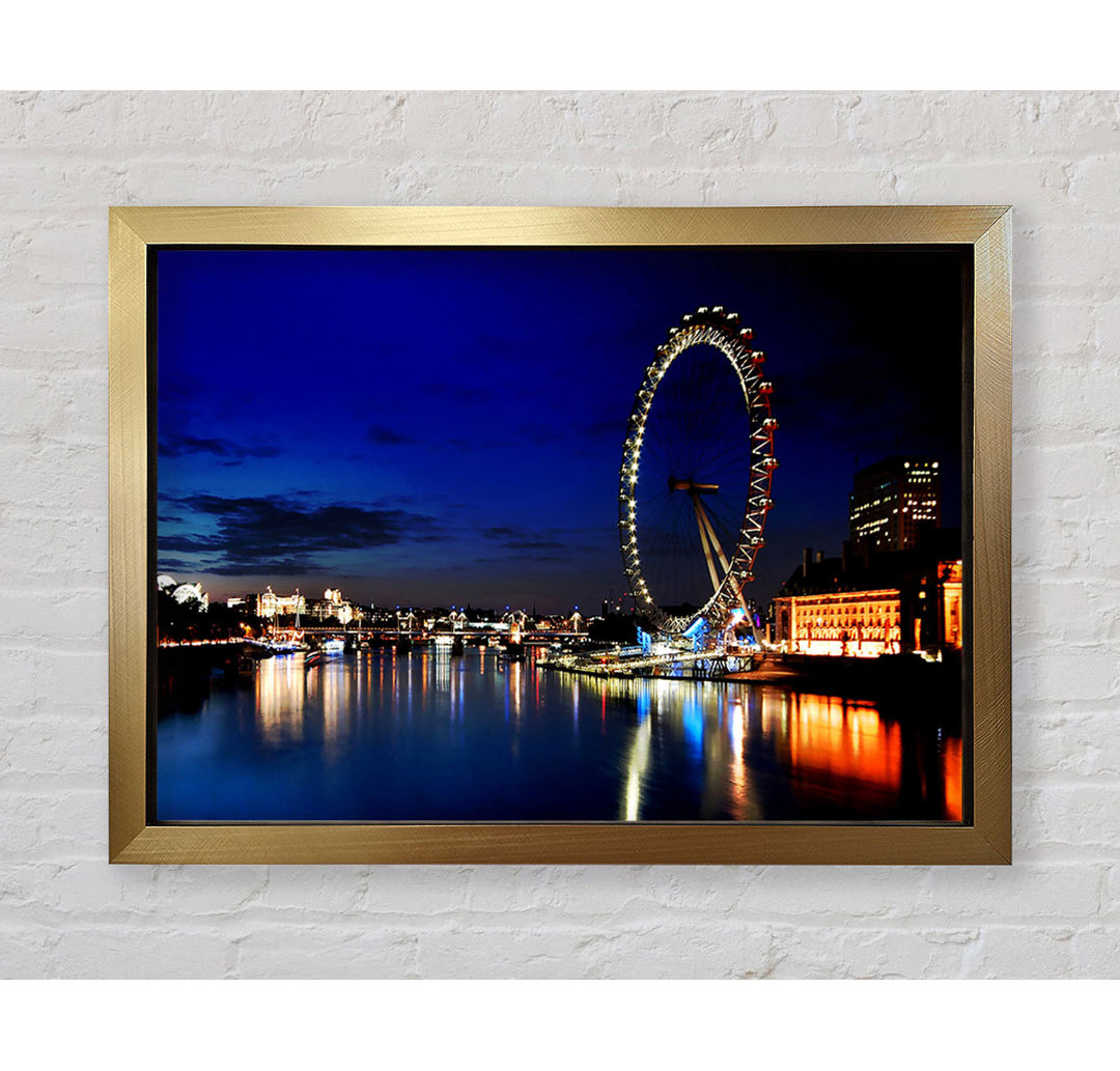 London Eye bei Nacht - Einzelner Bilderrahmen Kunstdrucke