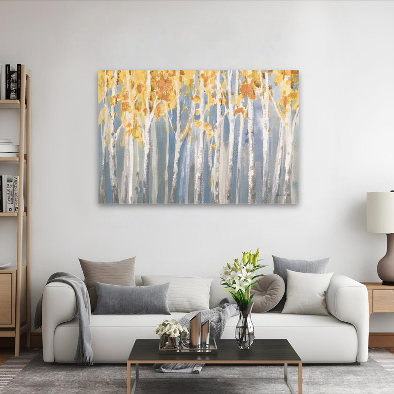 Automne et bouleaux, bouleaux dorés, art épice, H 40 po x l 60 po