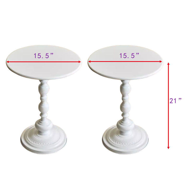 2 pièces Table d'appoint Table de bout pour canapé-lit et petites tables de chevet, White