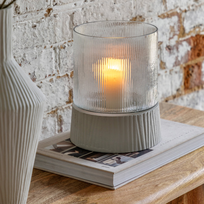 Scented Unscented Flameless Pillar Candle with Glass Holder
