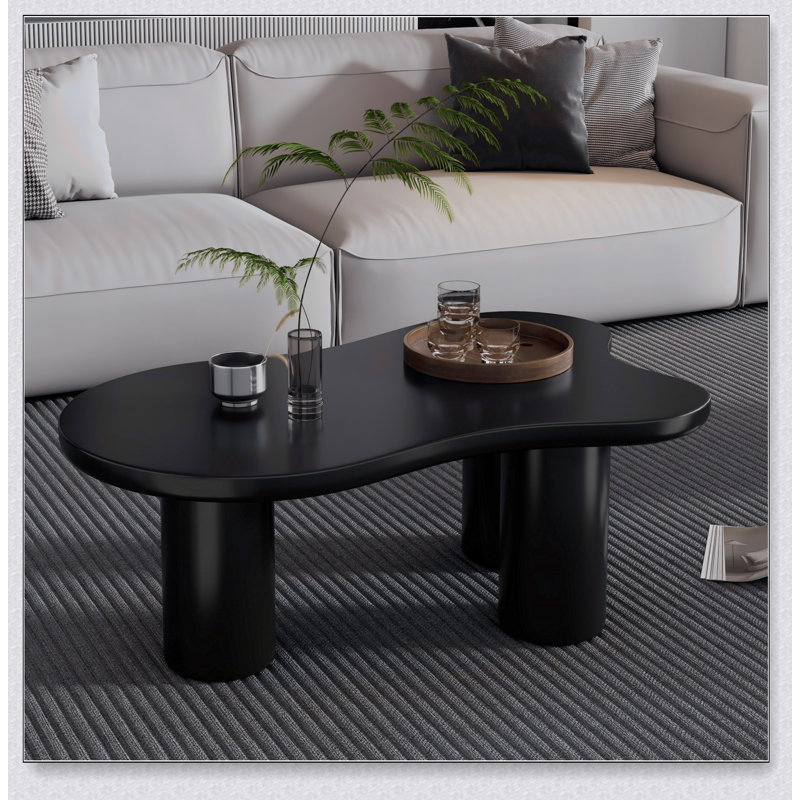 Table basse 44 po x 25,9 po facile à assembler avec plateau de 1,5 po d'épaisseur, parfaite pour les espaces de vie modernes