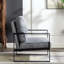 Chaise d'appoint moderne en microfibre tachetée de style Mid-Century avec structure en métal renforcé et fauteuil carré ouvert gris-699475228