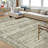 10x13 Washable Rug Non Slip Non Shedding Rug Vintage Oriental Large Indoor Carpet Retro Floral Distressed Low Pile Floor Cover for Bedroom Living Room,-1119797221