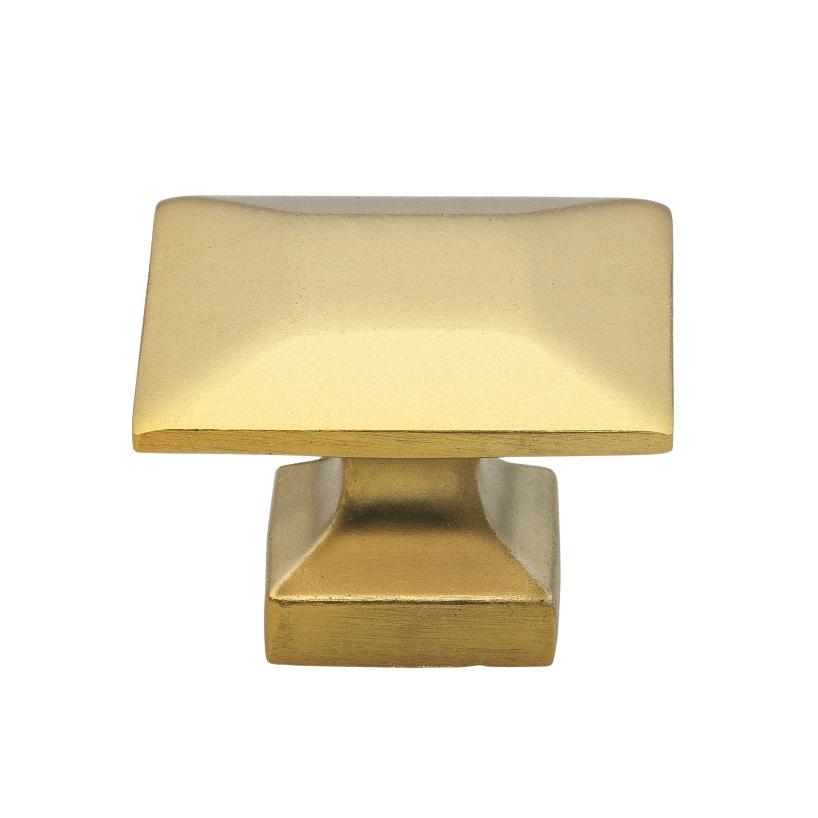 1 3/8" Length Square Knob, Brass Gold