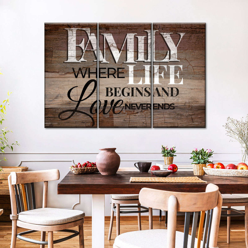 «Family Life Quote Typographie», reproduction sur toile, H 24 po x l 38 po x 1,25 po