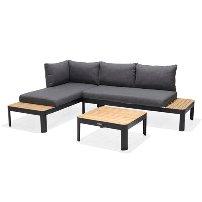 Brix 3pc FSC Certified Teak Outdoor Patio Seating Set with Cushions