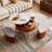 32" Multi-Functional Round Lift-Top Coffee Table with Nesting Stools