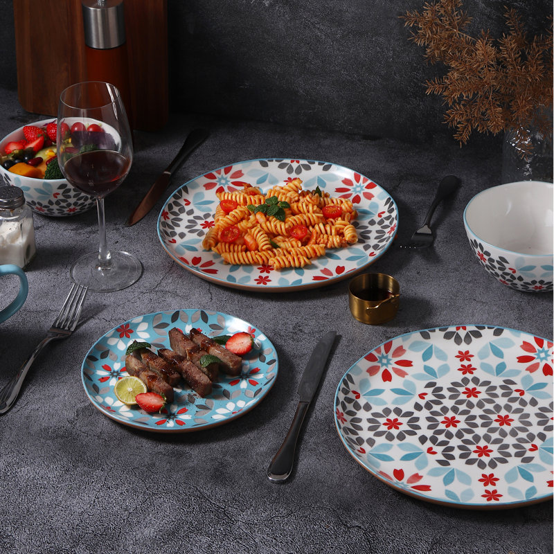 Service de vaisselle Lorena Home Trends, Bleu / Rouge / Blanc