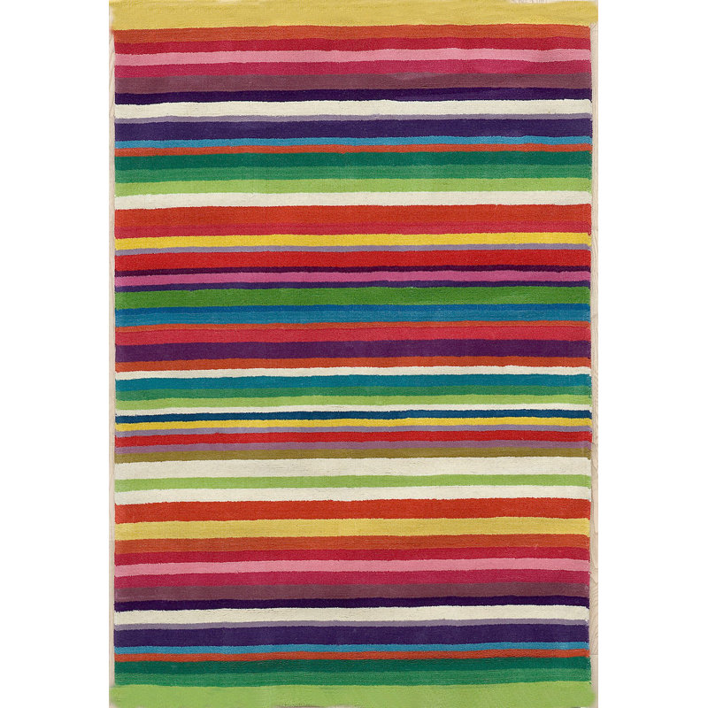 Debord Striped Wool Hand Woven Area Rug, Round 200cm