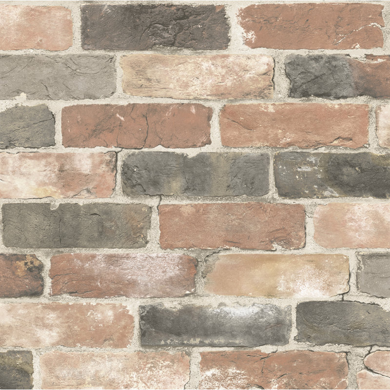 Rouleau de papier peint L 33 pi x l 20,5 po Reclaimed Bricks, Rouge