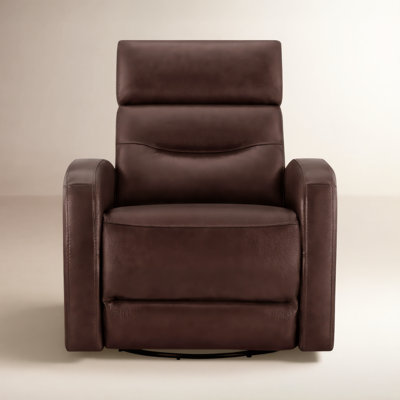 33" Genuine Leather Swivel Power Recliner