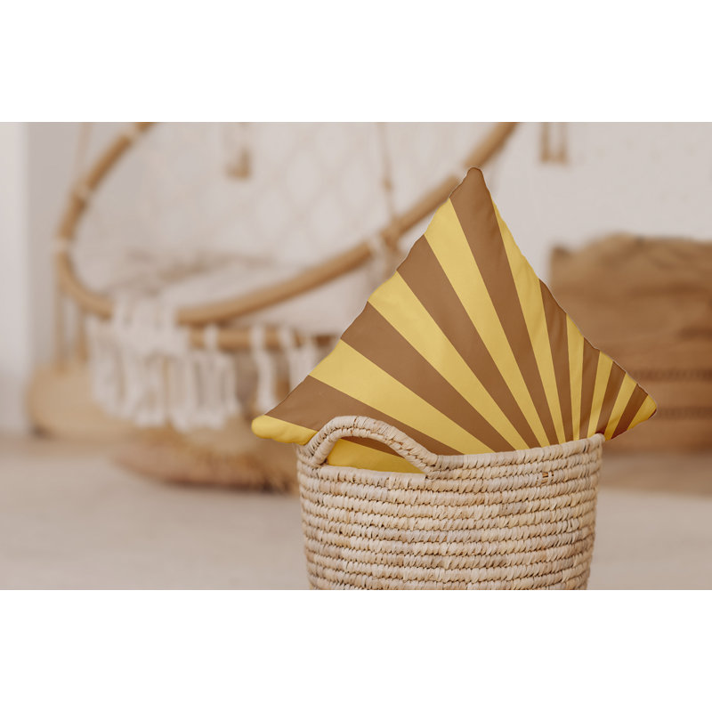 Coussin Bee and Comb, H 16 po x l 16 po, Moutarde / tortilla géométrique
