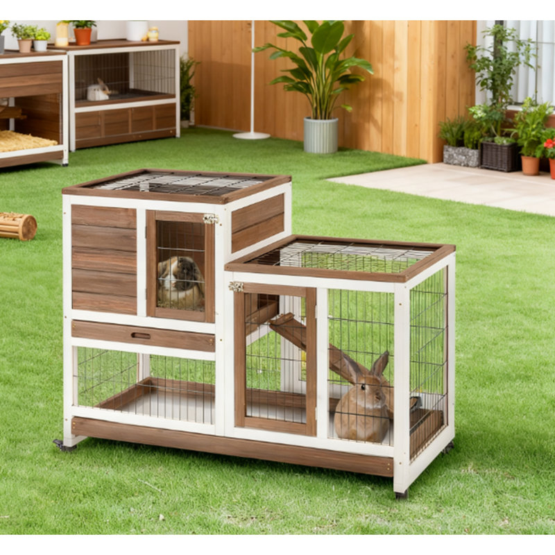 Cage à lapin surélevée en bois